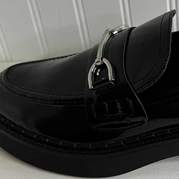 ZARA  FLAT LUG SOLE LOAFERS  in Black Size 10 - Picture 3 of 8